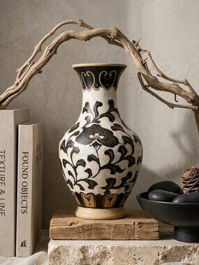 10” Hand-Carved Sgraffito Vase | Organic Modernist Studio Pottery
